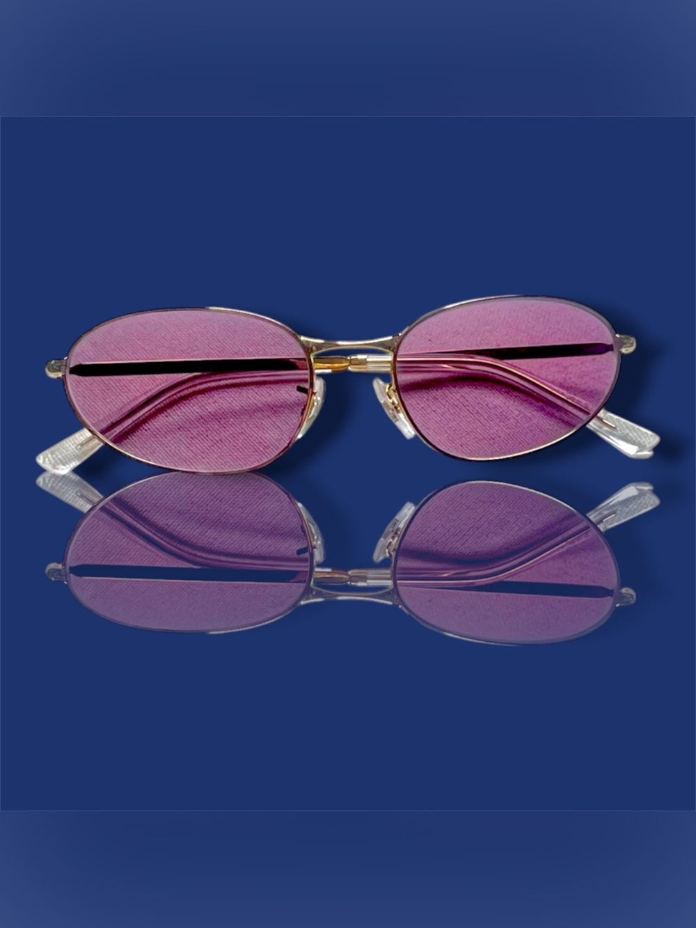Ray-Ban Gold Frame Pink Lens Oval Sunglasses